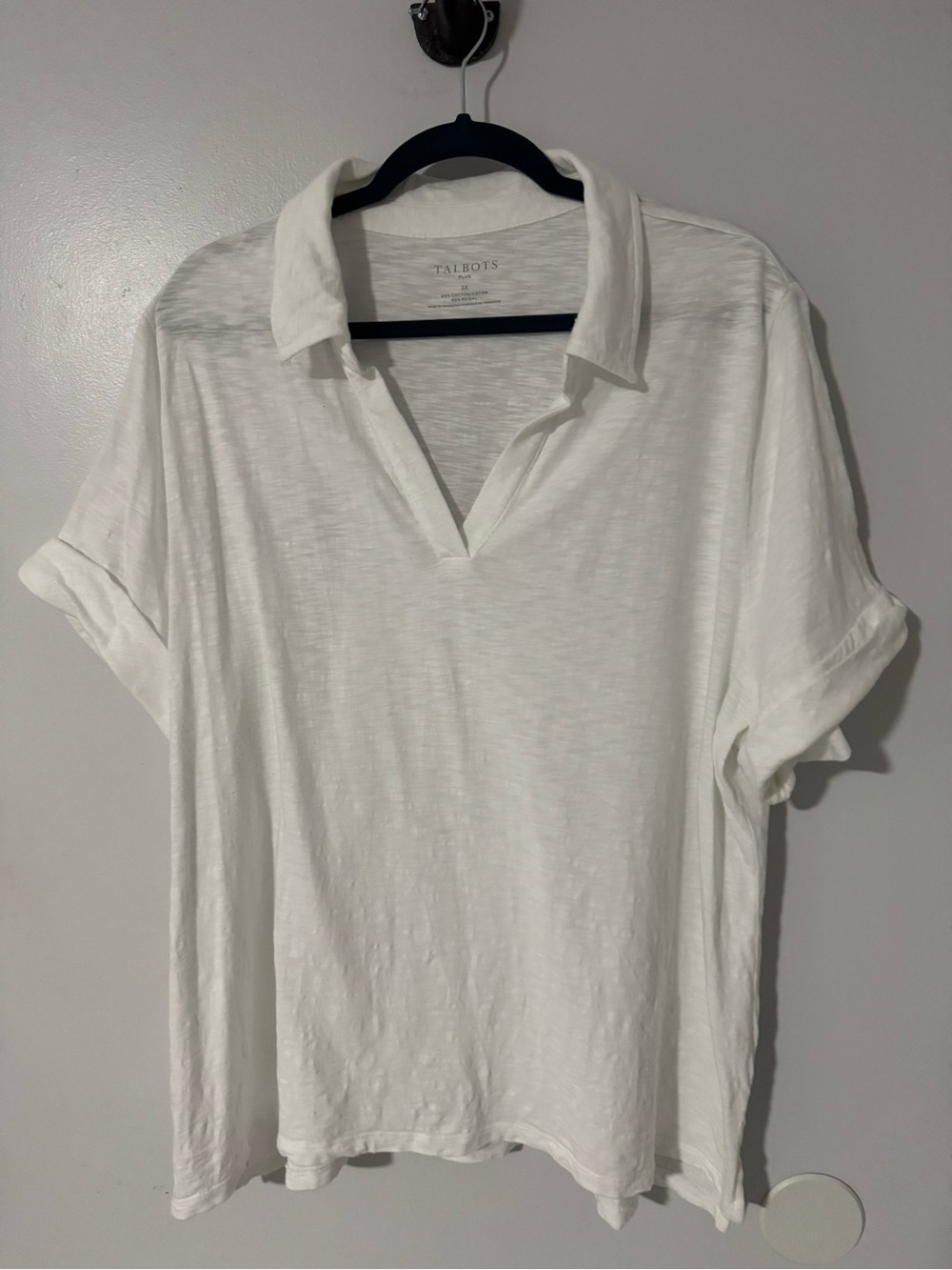 Talbots Plus 3XL White Polo Style Short Sleeve EUC